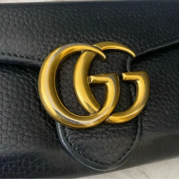 GUCCI GG Leather Long Wallet to Shoulder Bag 💼 Black - Picture 5 of 17